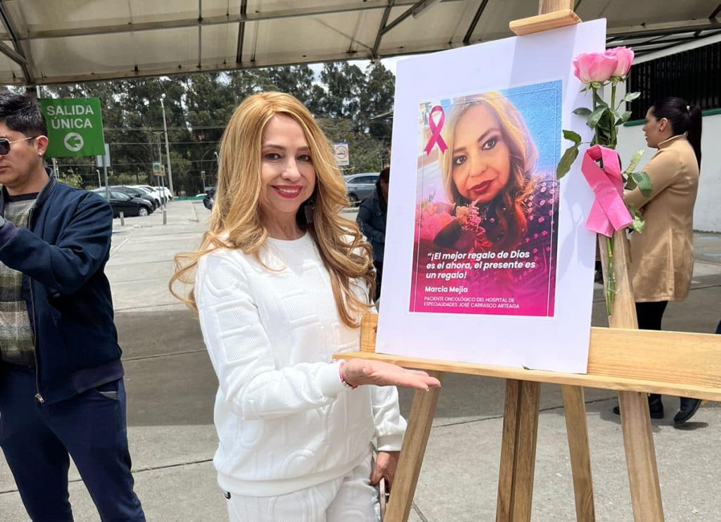 Marcia Mejía durante una de sus actividades por la lucha contra el cáncer.