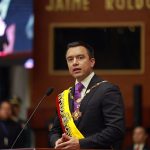 Daniel Noboa durante su posesión oficial en la Asamblea Nacional. /Cortesía
