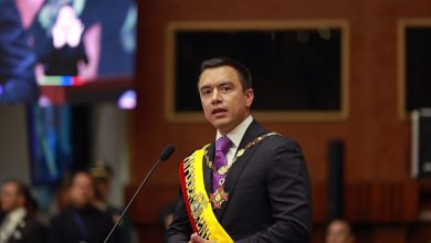 Daniel Noboa durante su posesión oficial en la Asamblea Nacional. /Cortesía