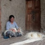 Dora Orellana, artesana reconocida en Sidcay, por su arte de tejido con la paja toquilla.