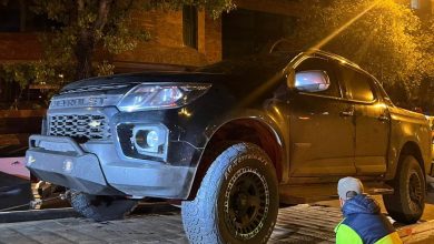 Camioneta que conducía el ciudadano que fue liberado en la avenida 12 de Abril y José Peralta, luego de llamadas y supuestas amenazas. /Cortesía