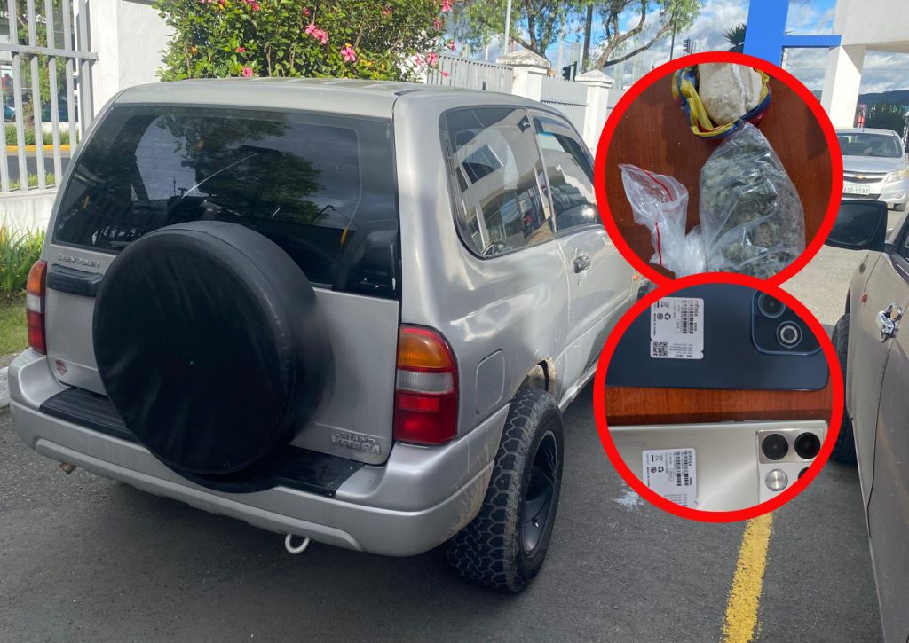 Un vehículo y droga se decomisaron de dos sujetos investigados en Cuenca por su presunta participación en los delitos de robo y tráfico de droga. /Cortesía