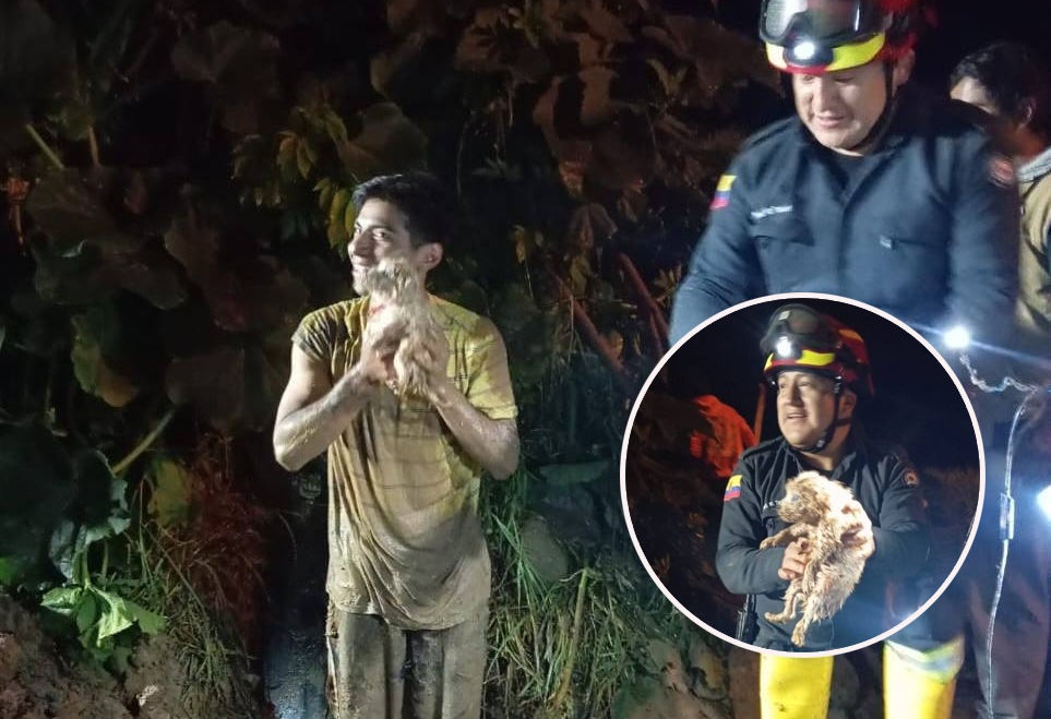 Los dueños del pequeño cachorrito ‘Escarpi’ se mostraron contentos tras el rescate.