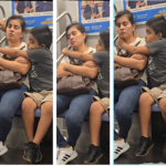 El gesto viral de un niño hacia su madre ecuatoriana en el tren en New York. Ella es de Morona Santiago.