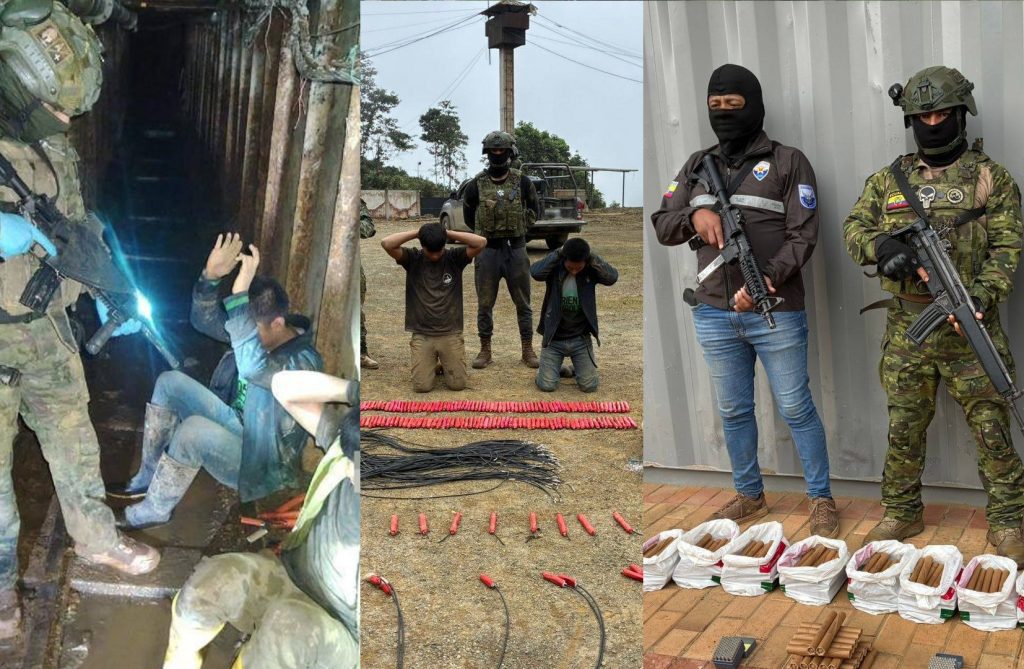 Agentes militares y de la Policía Nacional ejecutaron un operativo en dos minas de Ponce Enríquez. /Foto Fuerzas Armadas