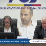 La audiencia contra Juan Cristóbal Lloret se desarrolla en el Tribunal Contencioso Electora (TCE), en Quito. /Captura del video