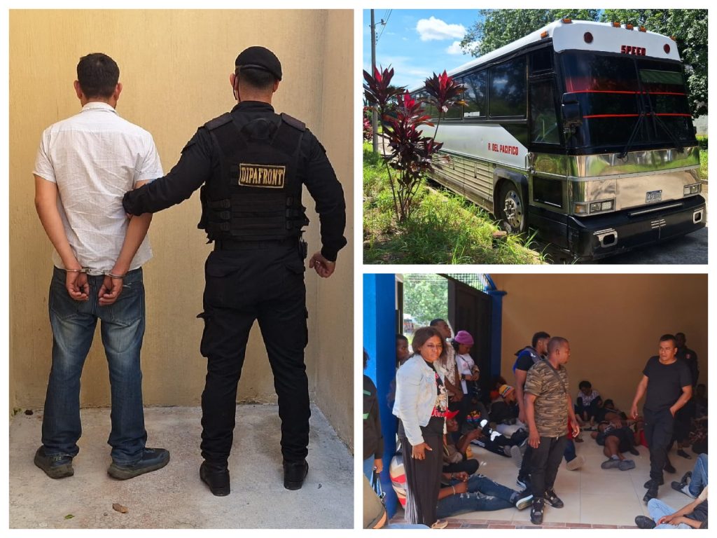 Seis migrantes ecuatorianos detenidos en un bus en Guatemala. Reportó la Policía Nacional Civil.