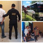 Seis migrantes ecuatorianos detenidos en un bus en Guatemala. Reportó la Policía Nacional Civil.