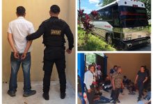 Seis migrantes ecuatorianos detenidos en un bus en Guatemala. Reportó la Policía Nacional Civil.