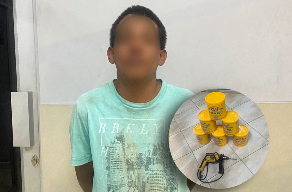 El poder su ciudadano detenido se hallaron elementos del presunto robo. /Fotos Policía Nacional