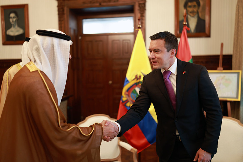 Daniel Noboa ya viajó a Emiratos Árabes a principios del 2025. Foto: Presidencia
