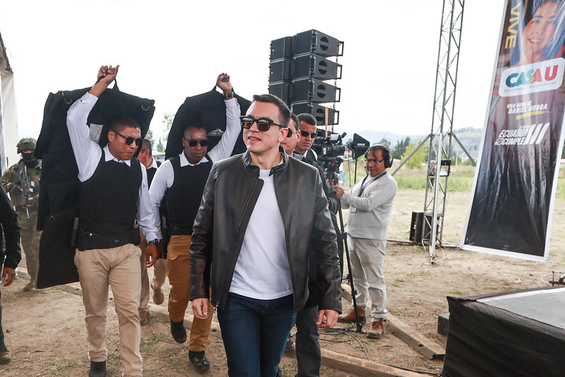 El presidente Daniel Noboa en un evento en Riobamba que se realizó el 14 de noviembre. Foto: Presidencia
