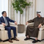 El presidente Daniel Noboa en su visita a Emiratos Árabes. Foto: Presidencia