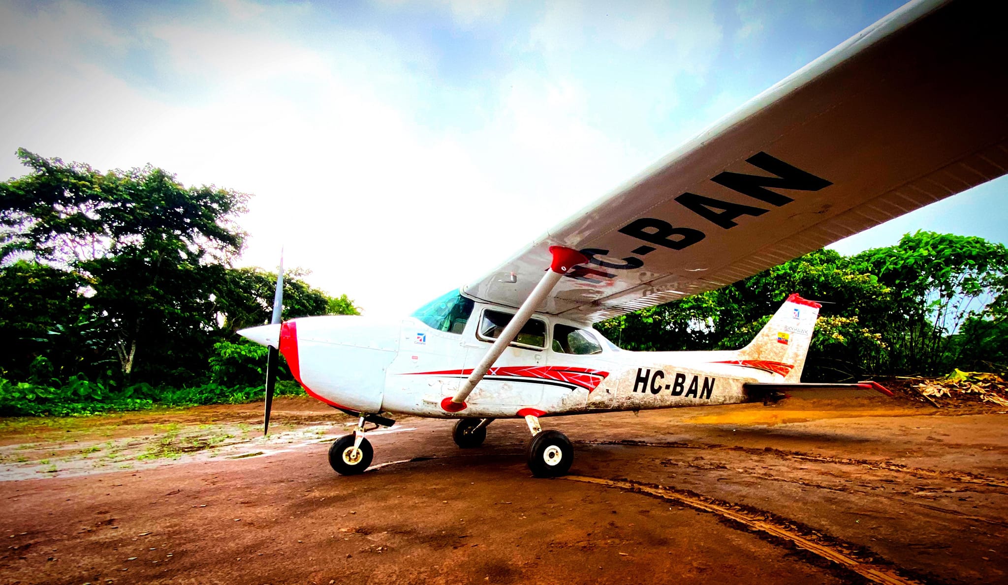 Una avioneta Cessna 172, de matrícula HC-BAN, se accidentó en Taisha. Foto: Aero Morona