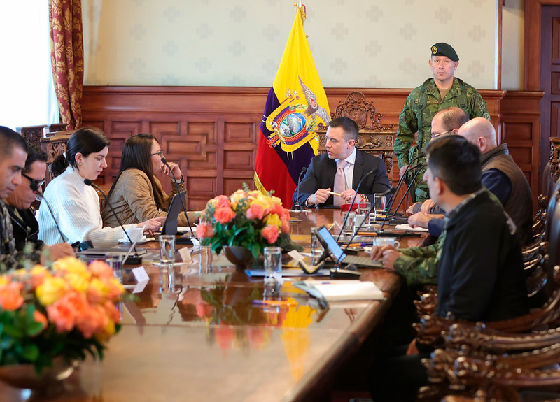 Daniel Noboa se reunió con el bloque de seguridad el 16 de enero de 2026. Foto: Presidencia