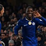 Moisés Caicedo celebra gol en Champions. Foto: Chelsea
