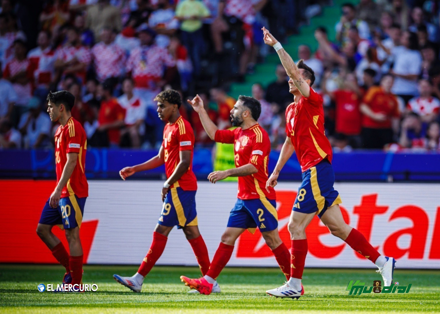 Jugadores de España celebran goles del triunfo ante Croacia. Foto: España