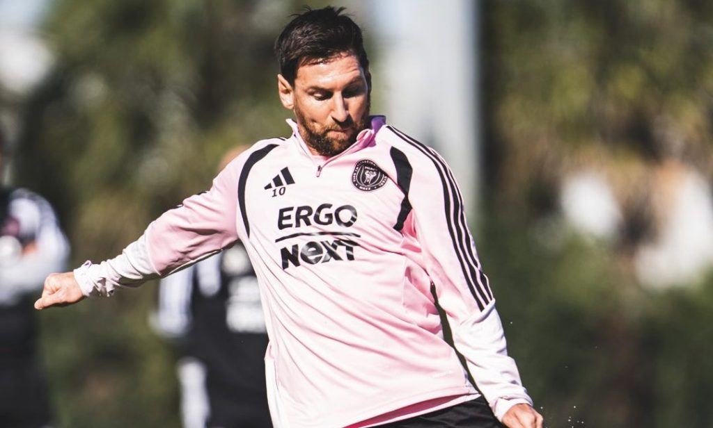 Messi en su entrenamiento con el Inter Miami. Foto: Inter Miami