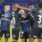 Jugadores de Independiente del Valle celebran gol ante Guayaquil City. Foto: API