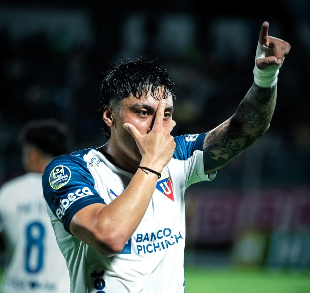 Alejandro Tobar celebra gol de Liga de Quito. Foto: Liga de Quito