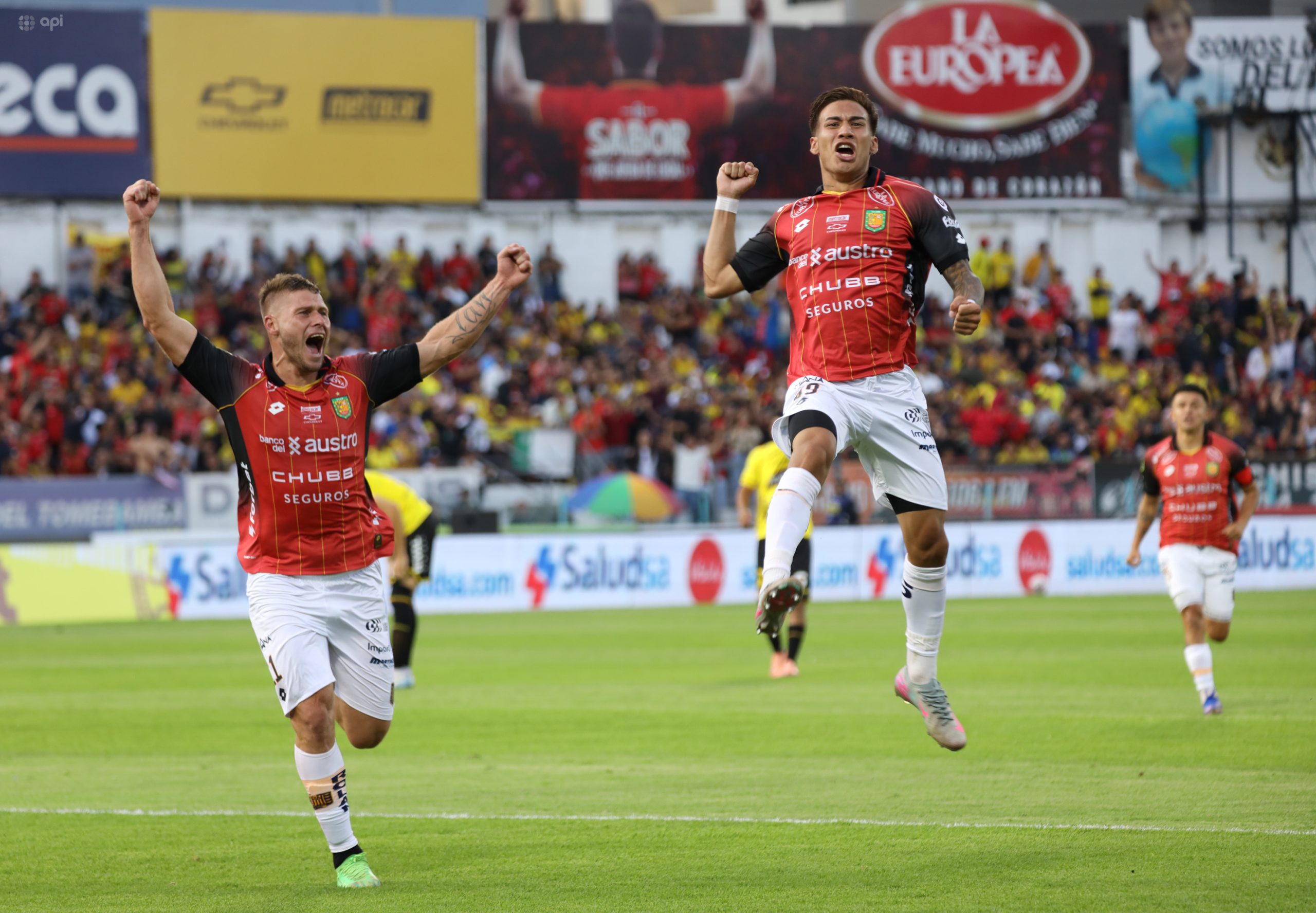 David González celebra gol con Deportivo Cuenca. Foto: API