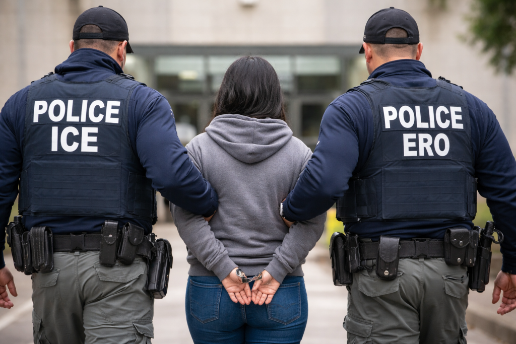 Madre migrante ecuatoriana detenida cuando iba al hospital a ver a su hijo. Está presa en un centro de Luisiana.