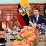 El presidente Noboa mantuvo una reunión con representantes de Estados Unidos. Foto: Ministerio de Defensa