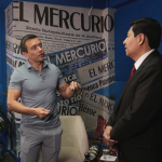 El presidente Daniel Noboa durante su visita a diario El Mercurio, entrevistado por Diego Montalván, editor general, se refirió a seguridad, vialidad, hizo cuestionamientos a la administración municipal actual y destacó proyectos para generar empleo. / XCA