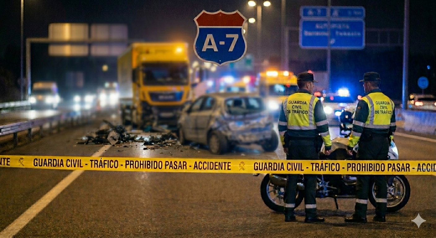 Migrante de Ecuador robó un auto y murió en Nerja, en España. Se quedó sin gasolina y un camión lo impactó.