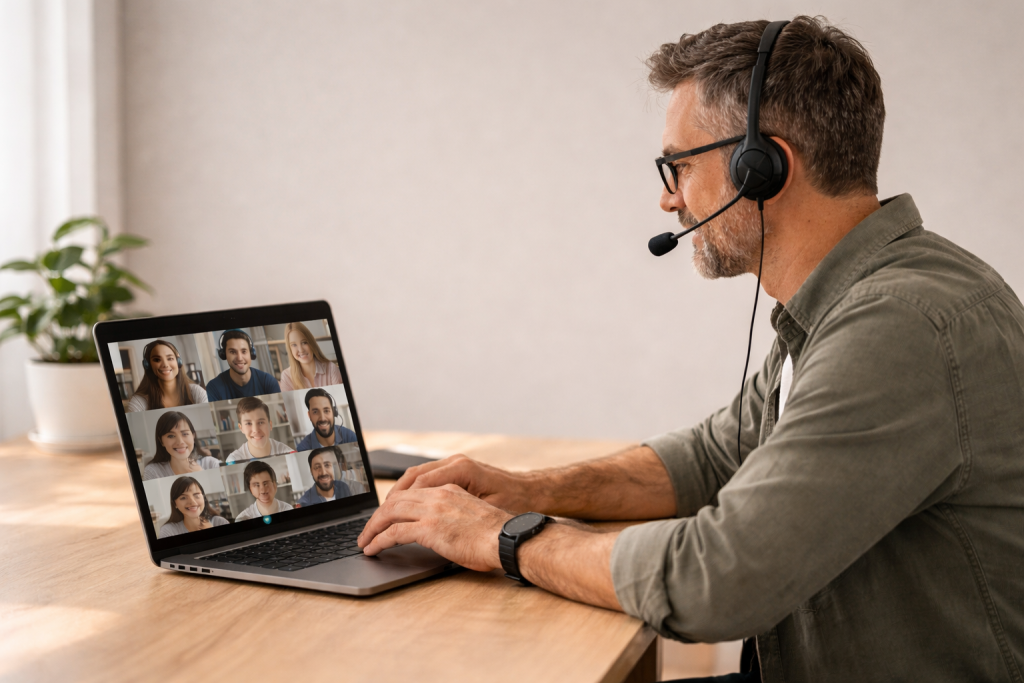 Los profesores impartirán clases en línea. Foto referencial creada con IA