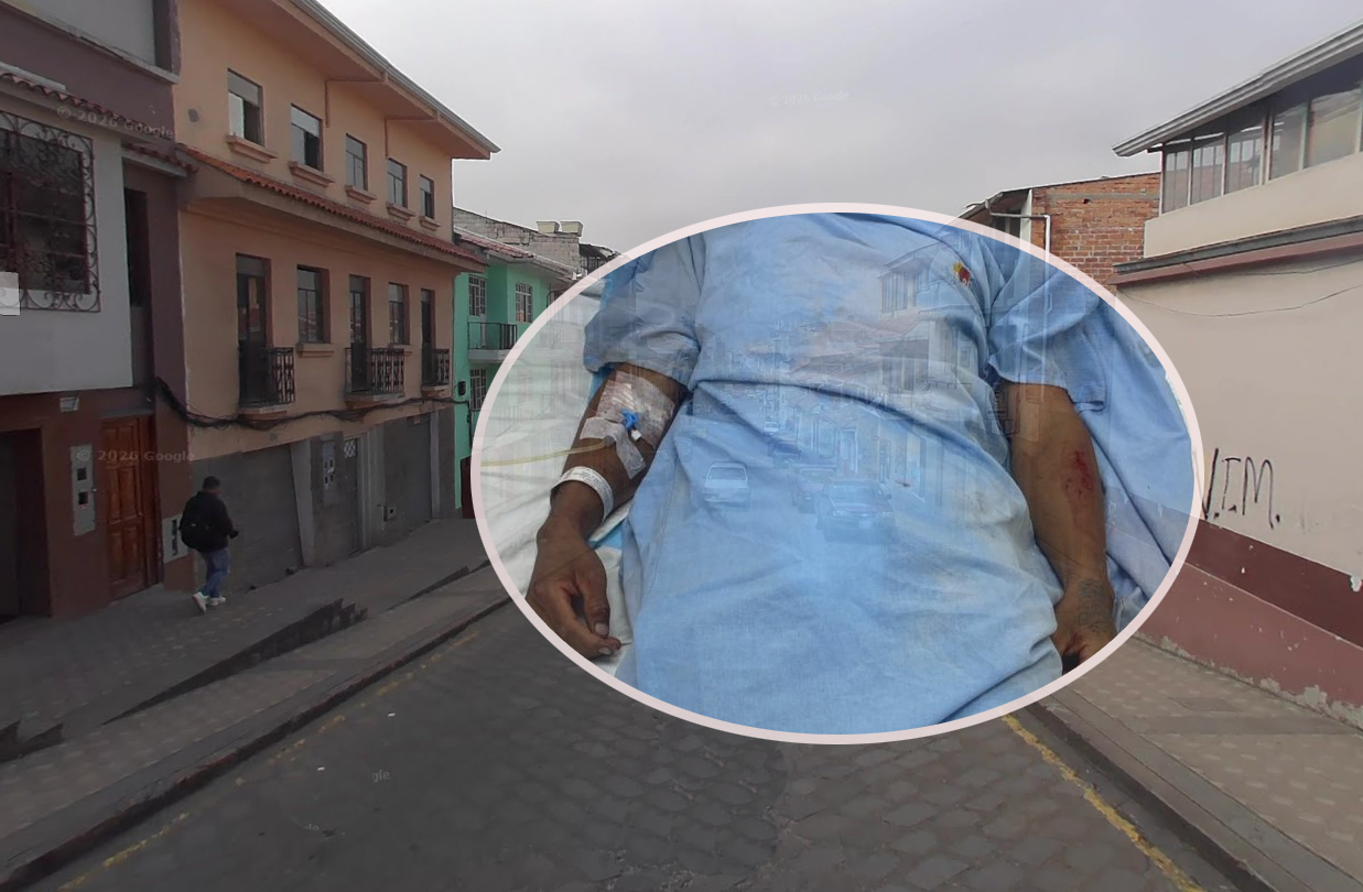 Erick P., resultó herido con un arma blanca en la intersección de las calles Vargas Machuca y Rafael María Arízaga. /Cortesía