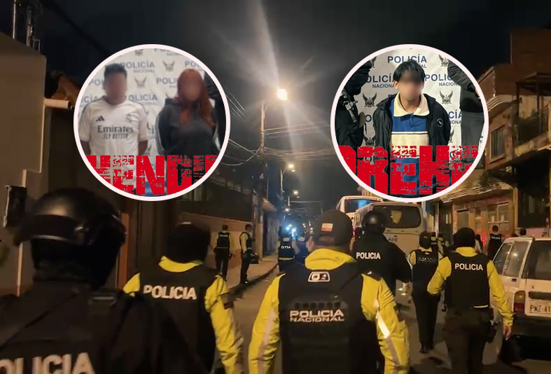 Tres personas fueron aprehendidas por venta ilegal de droga en Cuenca. /Cortesía