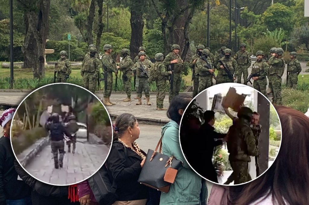 Autoridades se pronunciaron sobre los sucesos ocurridos en el Campus Central de la Universidad de Cuenca en el marco de la vista de la Vicepresidenta María José Pinto. /Cortesía