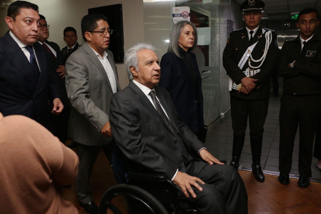 Lenín Moreno llegó hasta la audiencia de juicio por el Caso Sinohydro. Foto: API