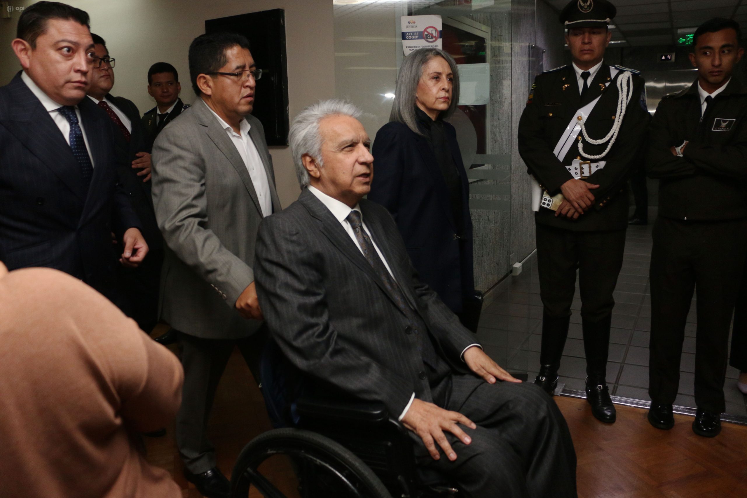 Lenín Moreno llegó hasta la audiencia de juicio por el Caso Sinohydro. Foto: API