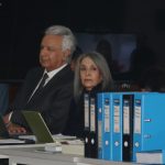 Lenín Moreno, junto a su esposa Rocío González, estuvieron presentes en el primer día de la audiencia de juicio por el Caso Sinohydro. Foto: API