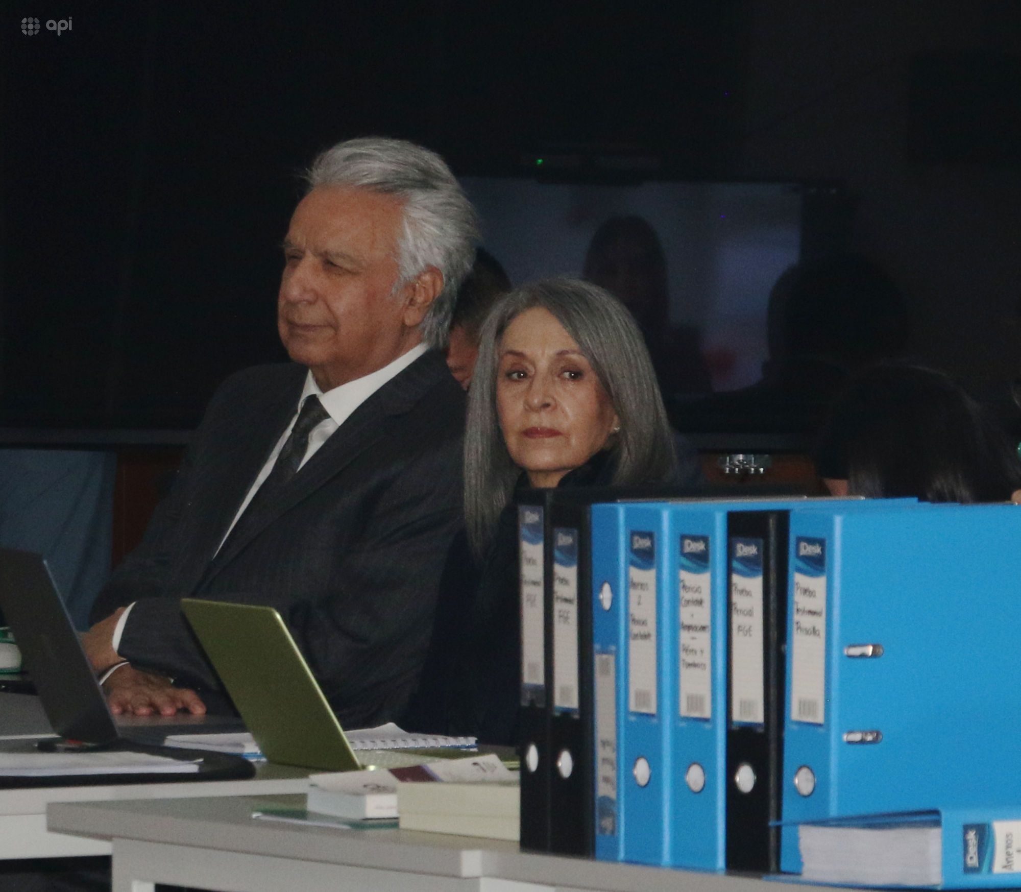 Lenín Moreno, junto a su esposa Rocío González, estuvieron presentes en el primer día de la audiencia de juicio por el Caso Sinohydro. Foto: API