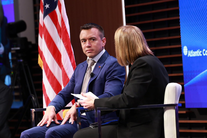 Noboa se encuentra de gira en Estados Unidos. Foto: Presidencia