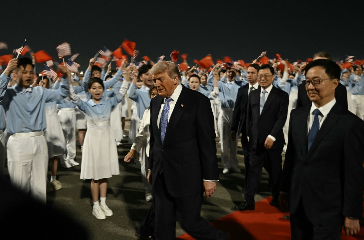 Trump llegó a China para reunirse con su presidente. Foto: AFP