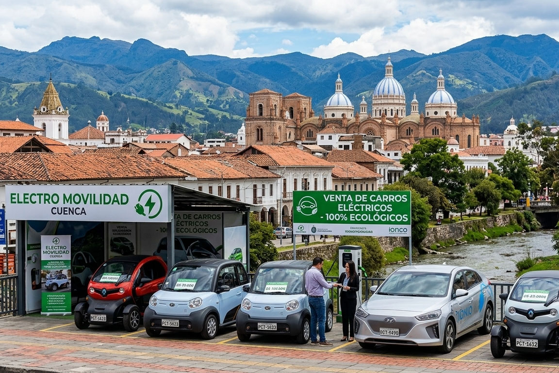 La venta de vehículos eléctricos en Ecuador sigue en ascenso. /Foto generada con IA
