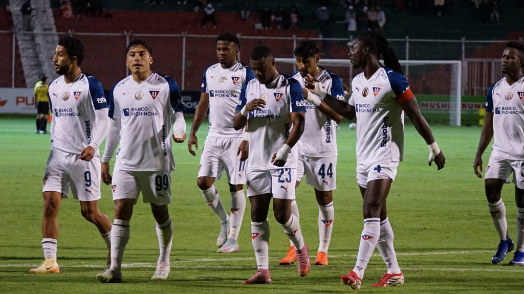 Jugadores de Liga de Quito en el partido ante Mushuc Runa. Foto: API