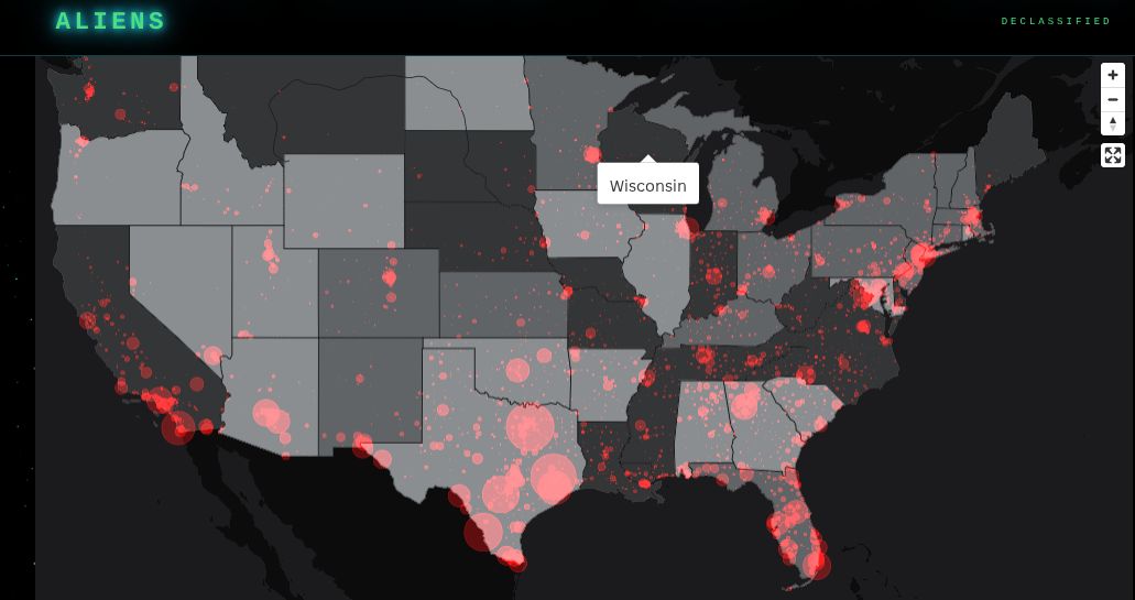 En la página se encuentra un mapa de los migrantes detenidos en Estados Unidos. Foto captura