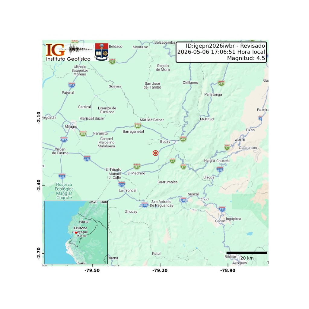 Imagen compartida por el Instituto Geofísico del Ecuador tras el temblor sentido en Cuenca.