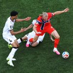 Haaland marcó dos goles con su equipo, Noruega. Foto: AFP