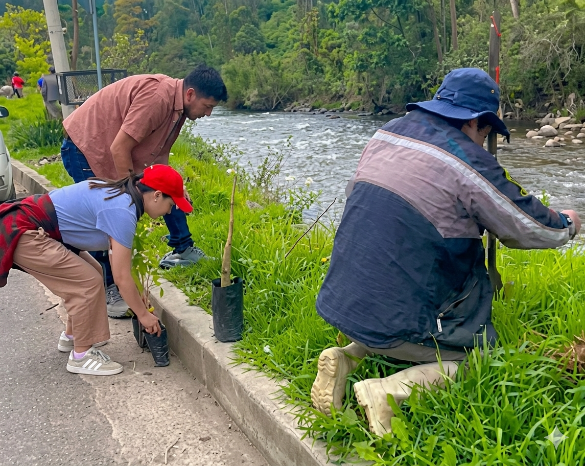 En el biocorredor del río Yanuncay se prevé una campaña de reforestación este viernes 5 de junio de 2026. /Cortesía