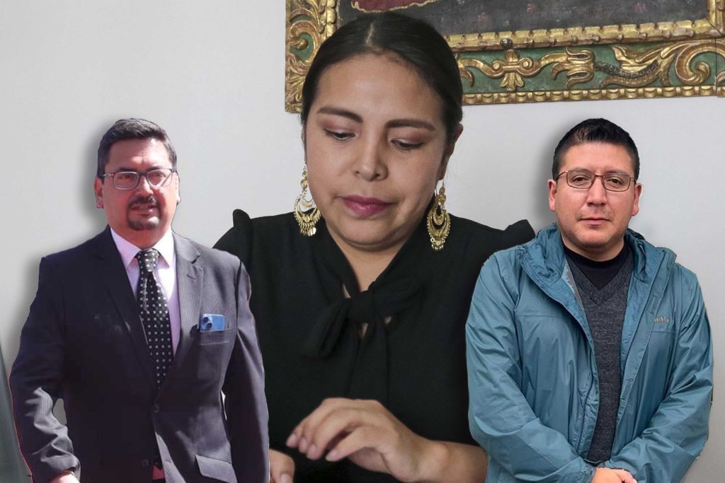 Leonardo Berrezueta e Ismael Chacho son los nuevos asesores de la alcaldesa subrogantes, Marisol Peñaloza. /Cortesía