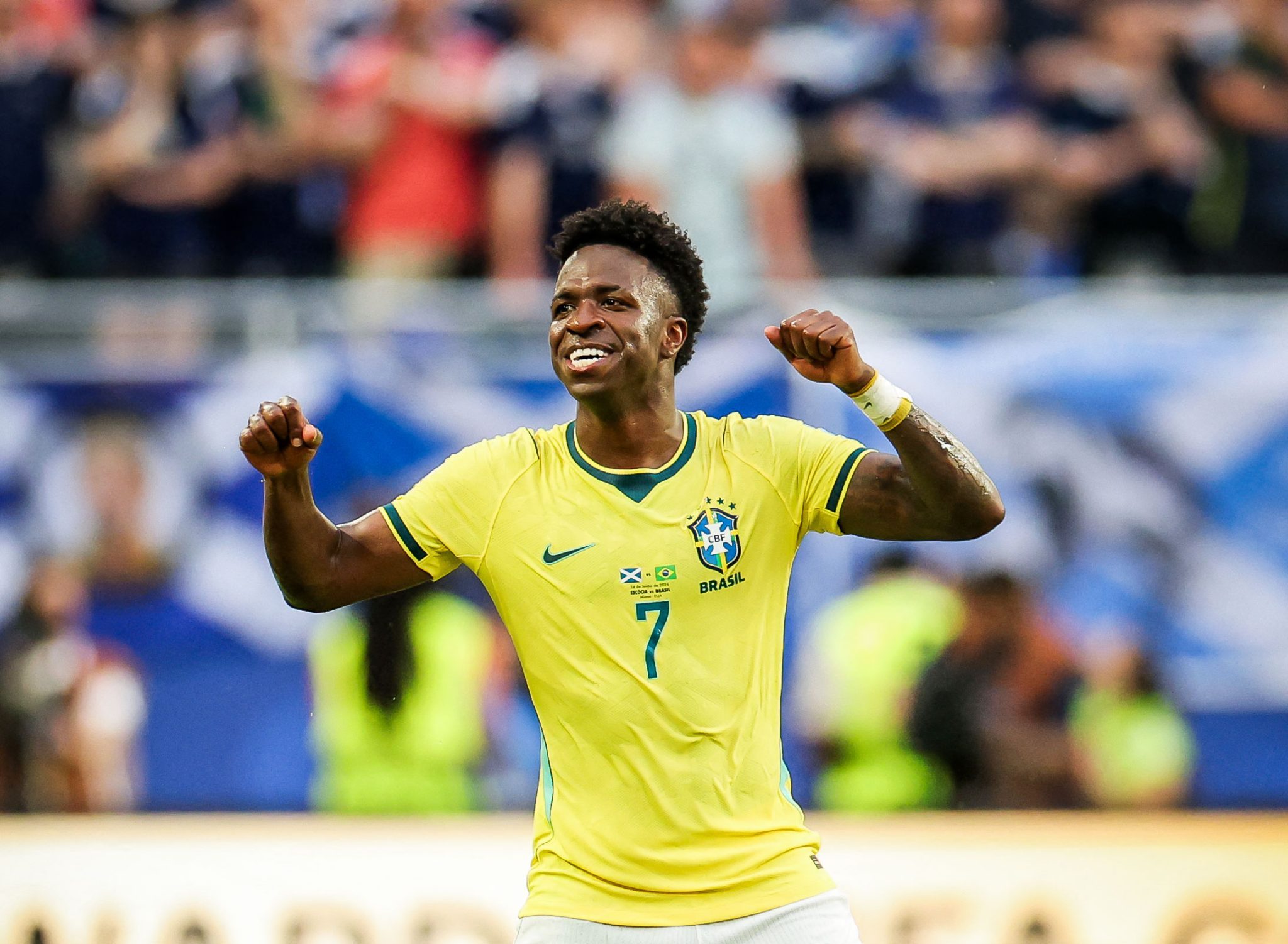 Vinicius celebra gol con Brasil. Foto: Brasil