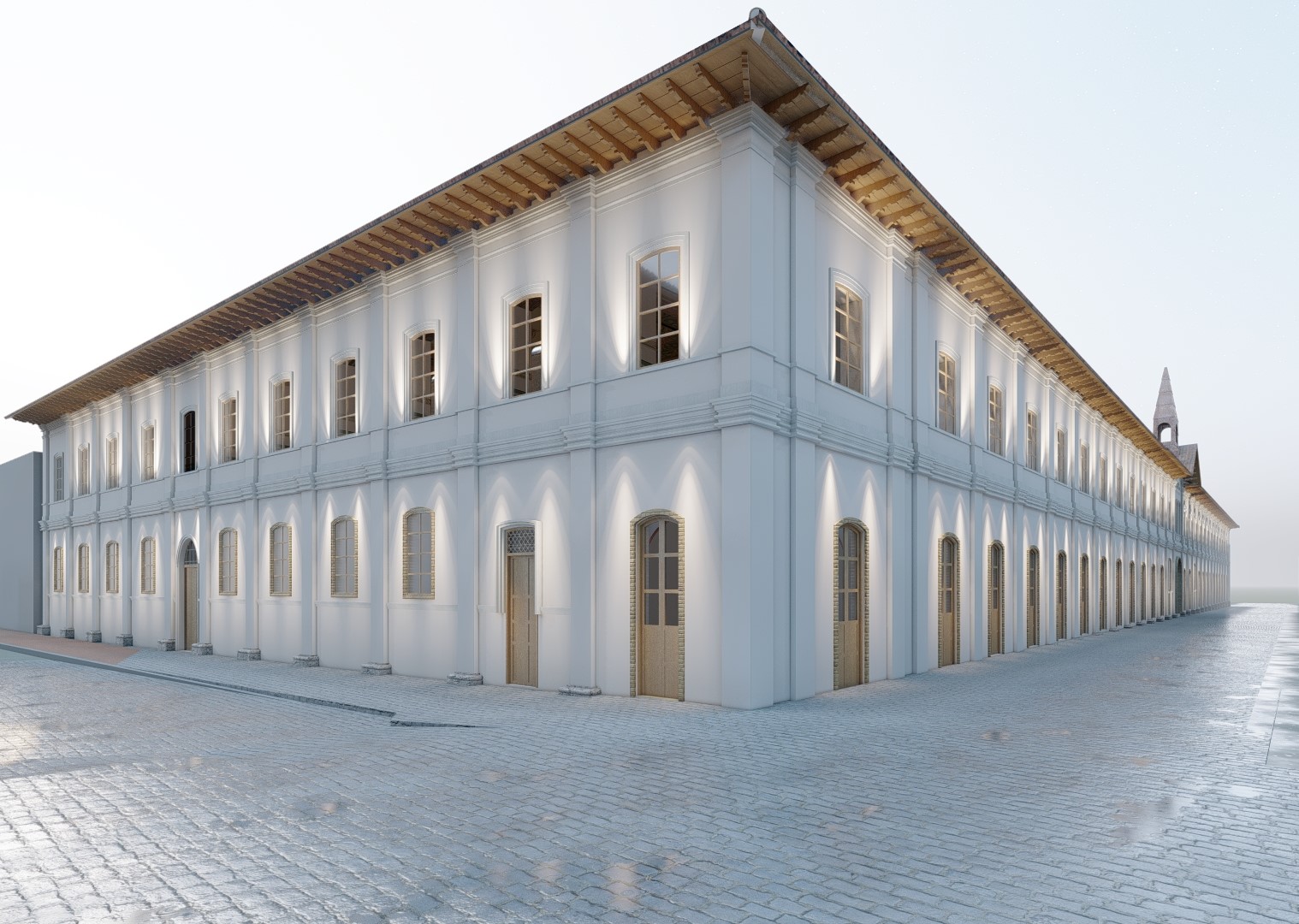 Render de cómo se espera que quede la edificación de la exunidad educativa Febres Cordero, tras su restauración. /Cortesía