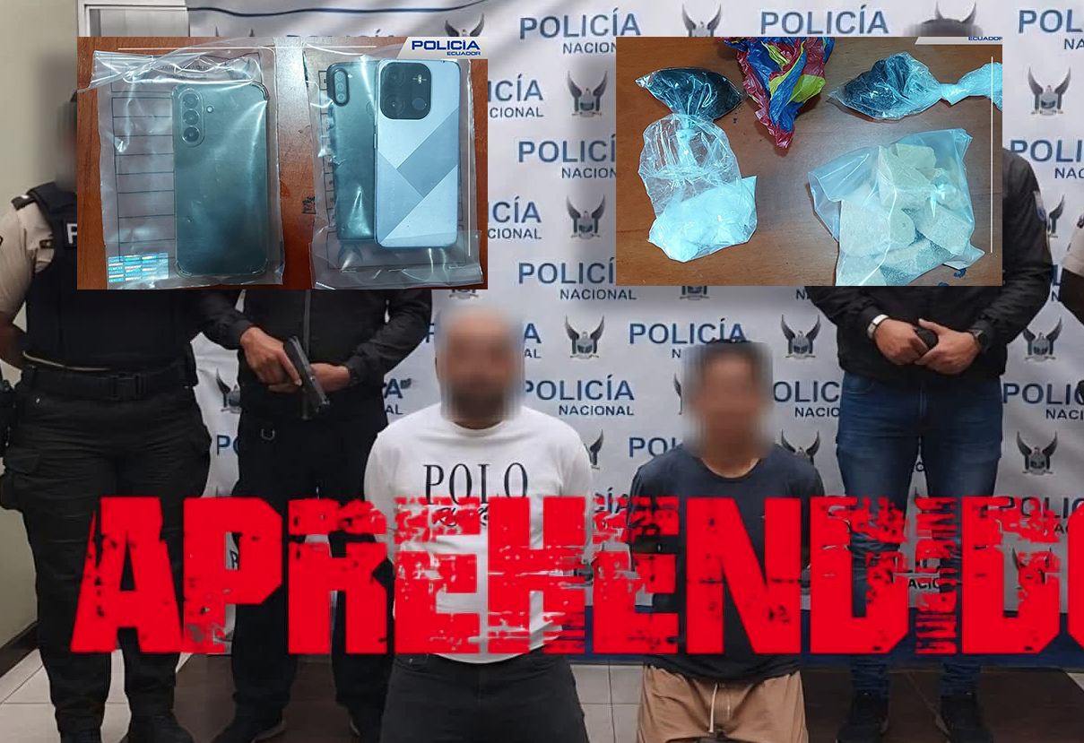 Dos ciudadanos están detenidos y son investigados por la presunta venta de droga en Cuenca. /Cortesía