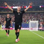 Haaland celebra gol del triunfo. Foto: Noruega